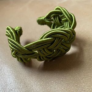 Woven Bddu ribbon braided rope bracelet cuff green adjustable Asila